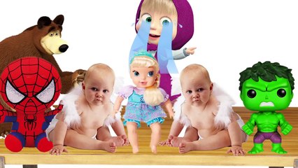 BABY MASHA CRY with Baby Spiderman! Baby Frosen Elsa! Baby HULK! FINGER FAMILY! Masha and the bear!