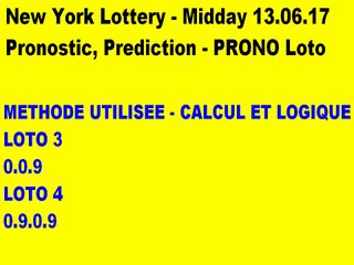 New York Lottery - Midday 13.06.17 - Pronostic, Prediction