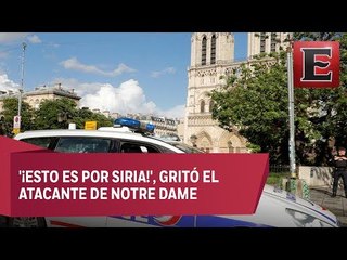 Sujeto intenta agredir a policía en la Catedral de Notre Dame