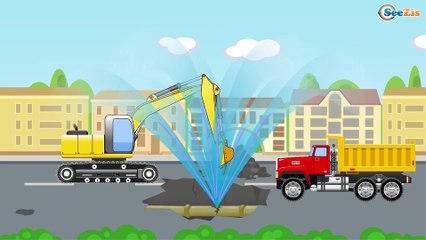 JCB Video for children JCB Bulldozer w Crane and Excavator - Diggers Trucks Cartoon for Kids