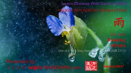 Origin of Chinese Characters - 0444 雨 yǔ  rain - Learn Chinese with Flash Cards