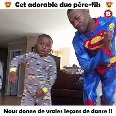 Cet adorable duo père-fils nous donne de vraies leçons de dansee
