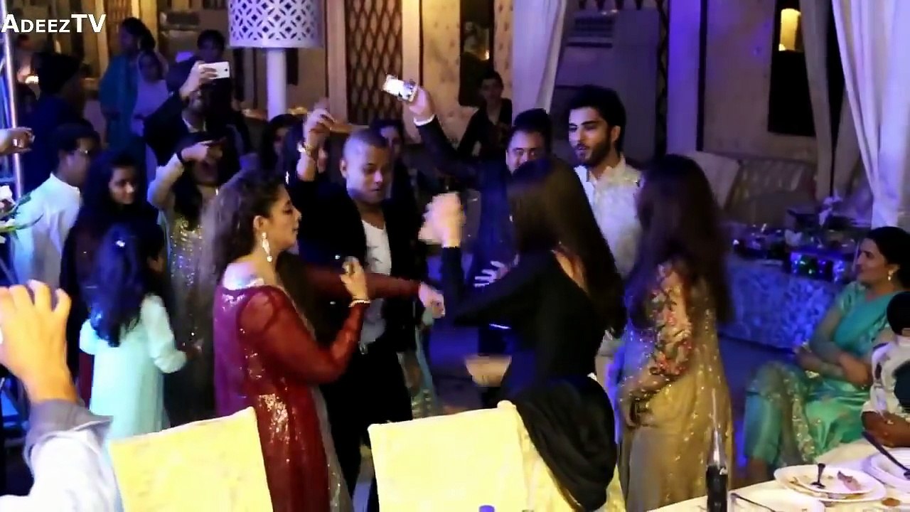 Maya Ali and Sanam Chaudhry dance at the Aiman and Muneeb's engagement