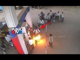 Shocking CCTV footage Bike catches fire while being refuelled at petrol pump in Sedam, Kalaburagi