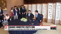 Korea's finance minister visits Bank of Korea upon confirmation