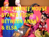 Toy EVIL MINNIE MOUSE STARTS FIGHT BETWEEN ANNA & ELSA   CAR 3 MCQUEEN SKYE MINNIE MOUSE SPIDERMAN