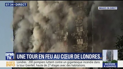 Download Video: À #Londres, le gigantesque incendie d'une tour n'est toujours pas maîtrisé. Un bilan provisoire fait état de 30 blessés.