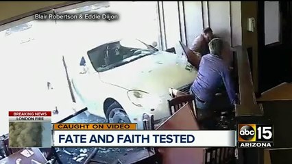 Car slams into restaurant, hits psychic