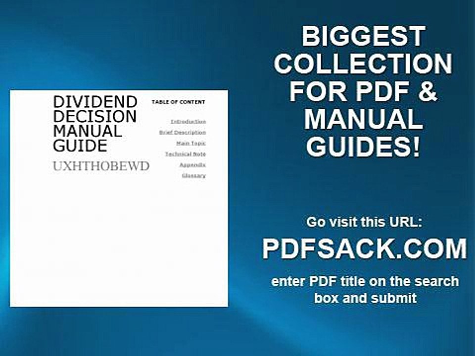 Dividend Decision Manual Guide