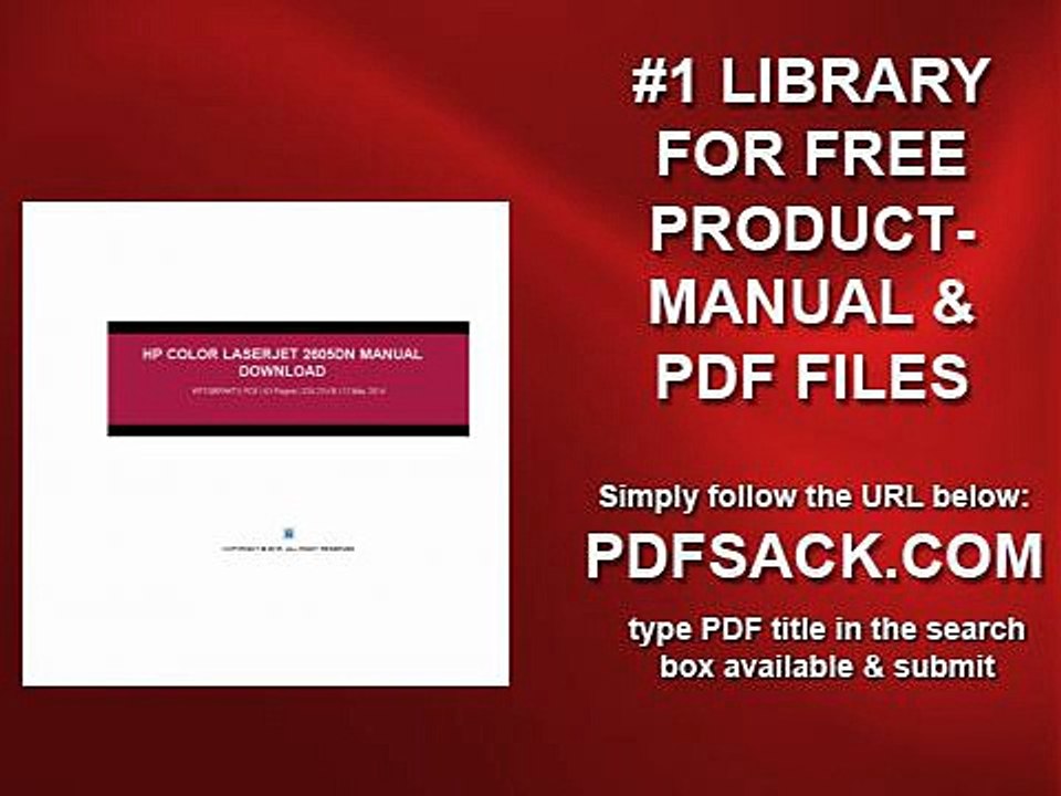 Hp Color Laserjet 2605dn Manual Download