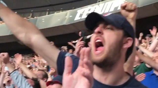 England and France fans belt out Oasis hit 'Don't Look Back in Anger' in solidarity with UK attack victims