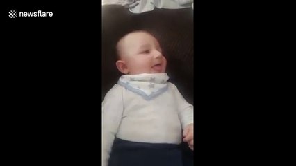 Four-month-old baby says 'I love you' to his mother