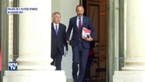 François Bayrou et Edouard Philippe sortent côte à côte du Conseil des ministres