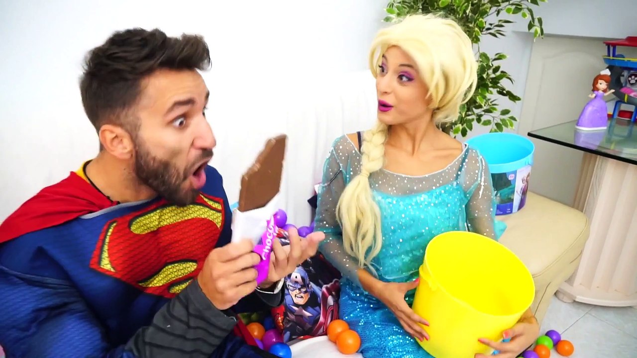 Frozen Elsa Chase By Giant Crazy Bad Chocolate w_ Spiderman vs Jack Frost Kids Movie IRL