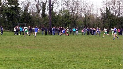 Gaelic football player knocked out by BIG hit