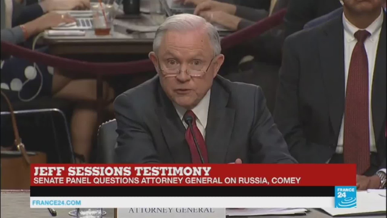 Jeff Sessions testifies before a US Senate panel on Russia