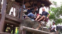 Artur and Galina on Elephant in Thail