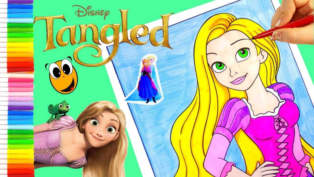 Coloring Rapunzel Colouring pencils Crayola Markers frozen sticker pip squeak marker KOKI DISNEY TOY