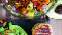 BEST SALMON BURGER Recipe with Pineapple Salsa   Grilling Recip