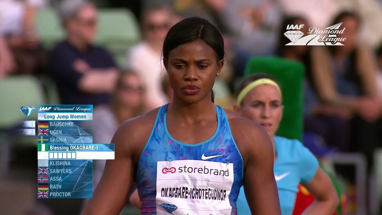 Athlétisme - Blessing Okagbare perd sa perruque au saut en longueur...