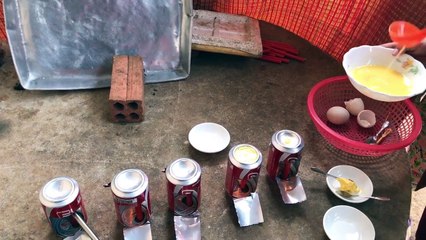 Unique Fried Eggs on a soft drink casserole