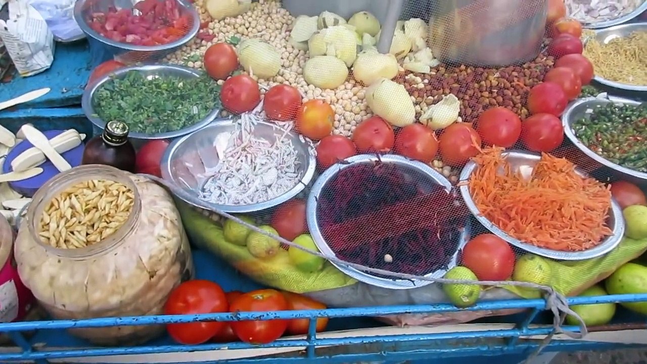 Street food noodle salad dressing vegetables India