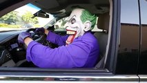 RECKLESS JOKER Crushes SpiderBaby Mack Truck Toys Under Car! w- Spiderman, Hulk
