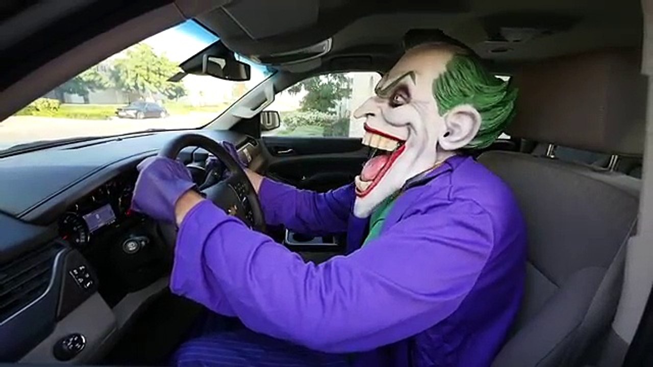 RECKLESS JOKER Crushes SpiderBaby Ball Under Car! w- Spiderman Hulk & Power Whee