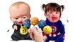 Bad Baby Superman & Baby Boss Crying for Lollipops Little Kids Learn Colors with Finger Family Song