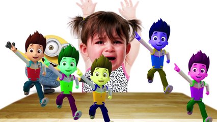 Colorful Ryder Paw Patrol and Minions Bad Baby Crying and Learn Colors Finger Family Song