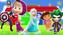 Colors for Children to Learn with Wrong Heads Frozen Elsa, Joy, Masha Bear and Dora Finger Family
