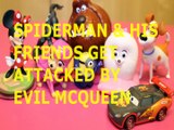 Toy SPIDERMAN & HIS FRIENDS GET ATTACKED BY EVIL MCQUEEN   MINNIE MOUSE SKYE DUKE MINION GIDGET MAX