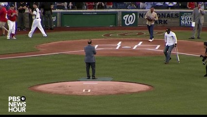 Officer David Bailey Throws Opening Pitch at Congressional Baseball Game 2017