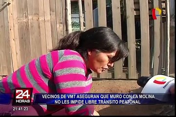 Vecinos de VMT aseguran que muro con La Molina no les impide el libre tránsito