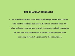 Jeff Chapman Eisnaugle Finding the Right Buyer for Your Business