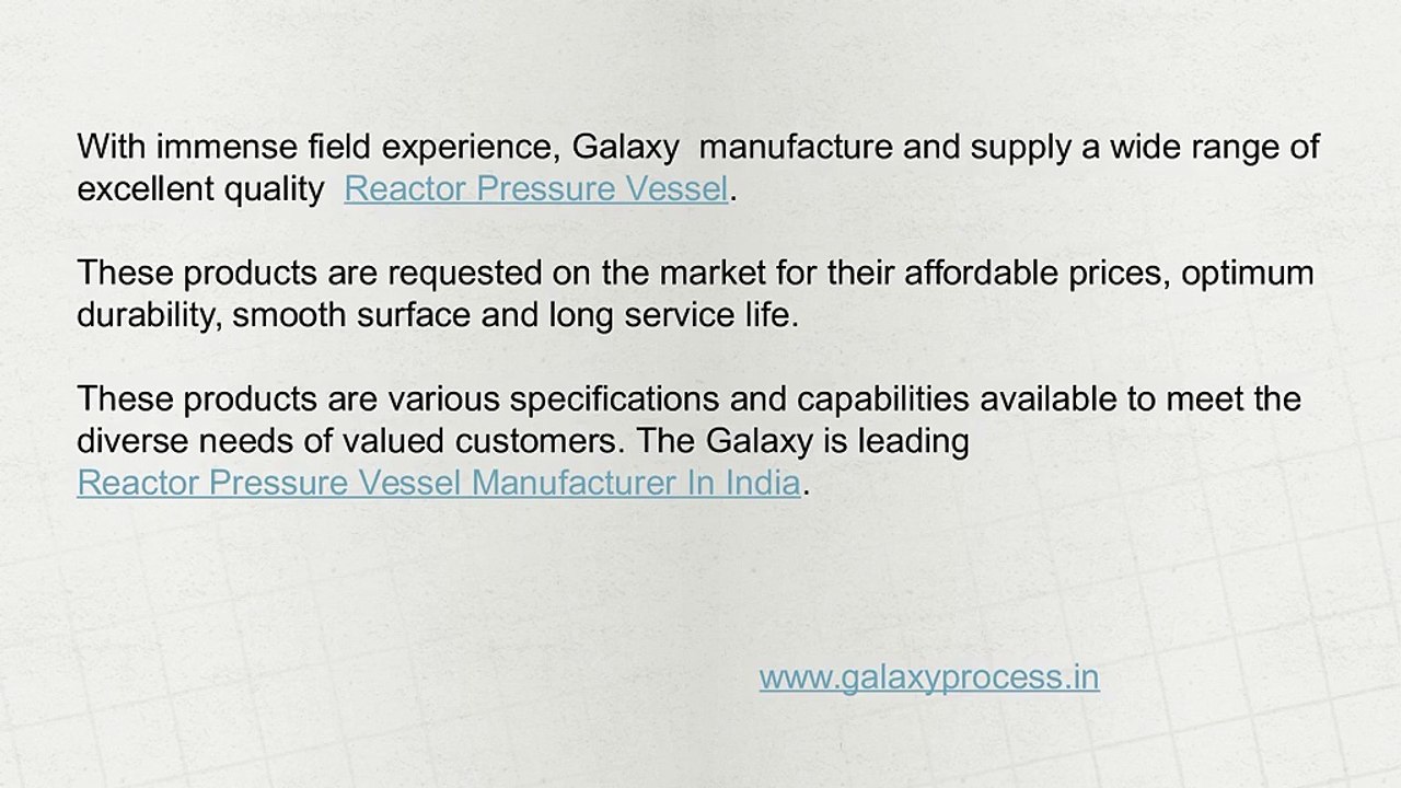 Reactor Pressure Vessel Manufacturer In India