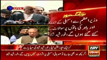 Khursheed Shah talks to media