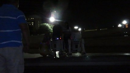 R2-D2 BB8 and R5-D4 visiting Santa Lucia in Monterrey Mexico