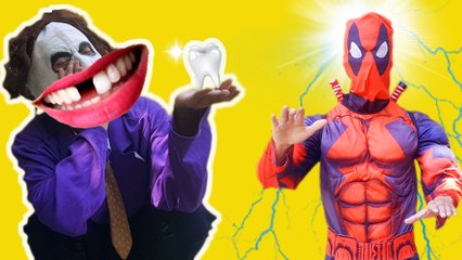 Spiderman and Frozen Elsa buttock injection Deadpool PRANK Joker BROKEN TEETH Superhero funny