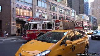 Fire truck returning with siren and lots of airhorn - FDNY Ladder 4