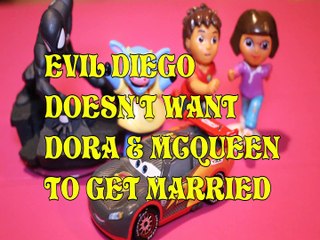 EVIL DIEGO DOESN'T WANT DORA THE EXPLORER & MCQUEEN TO GET MARRIED + SPIDERMAN BENNY Toys Kids Video