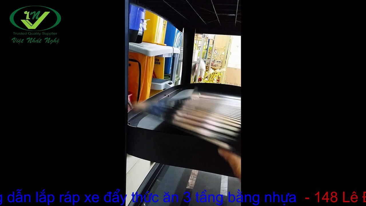 Hướng dẫn lắp ráp xe đẩy thức ăn bằng nhựa | xe đẩy phục vụ nhà hàng | xe day thuc an nha hang