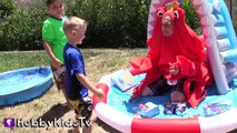 World's Biggest FINDING DORY Surprise Egg Pool! Crab Shark Hoards Disney Pixar Toys HobbyKidsTV (2)