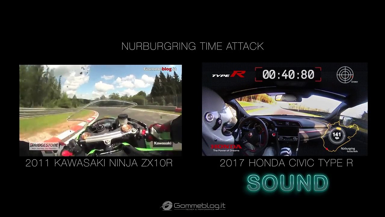 NURBURGRING RECORD Time Attack Car vs Motorcycle - 2017 Honda Civic Type R vs Kawsaki Ninja ZX10R