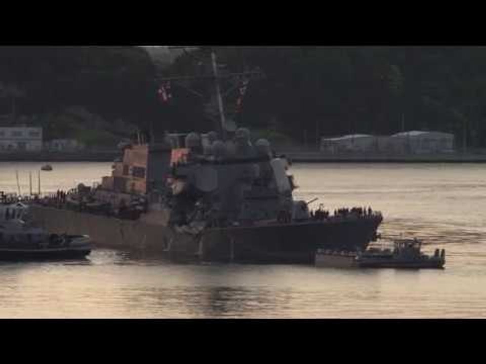 Damaged USS Fitzgerald Returns to Port After Collision at Sea