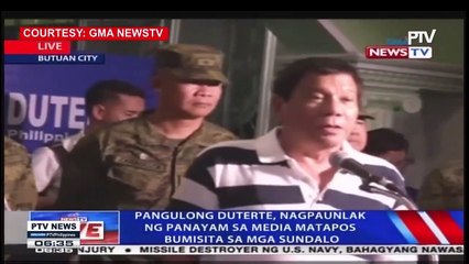 Pres. Duterte sa media matapos bumisita sa mga sundalo sa Butuan City