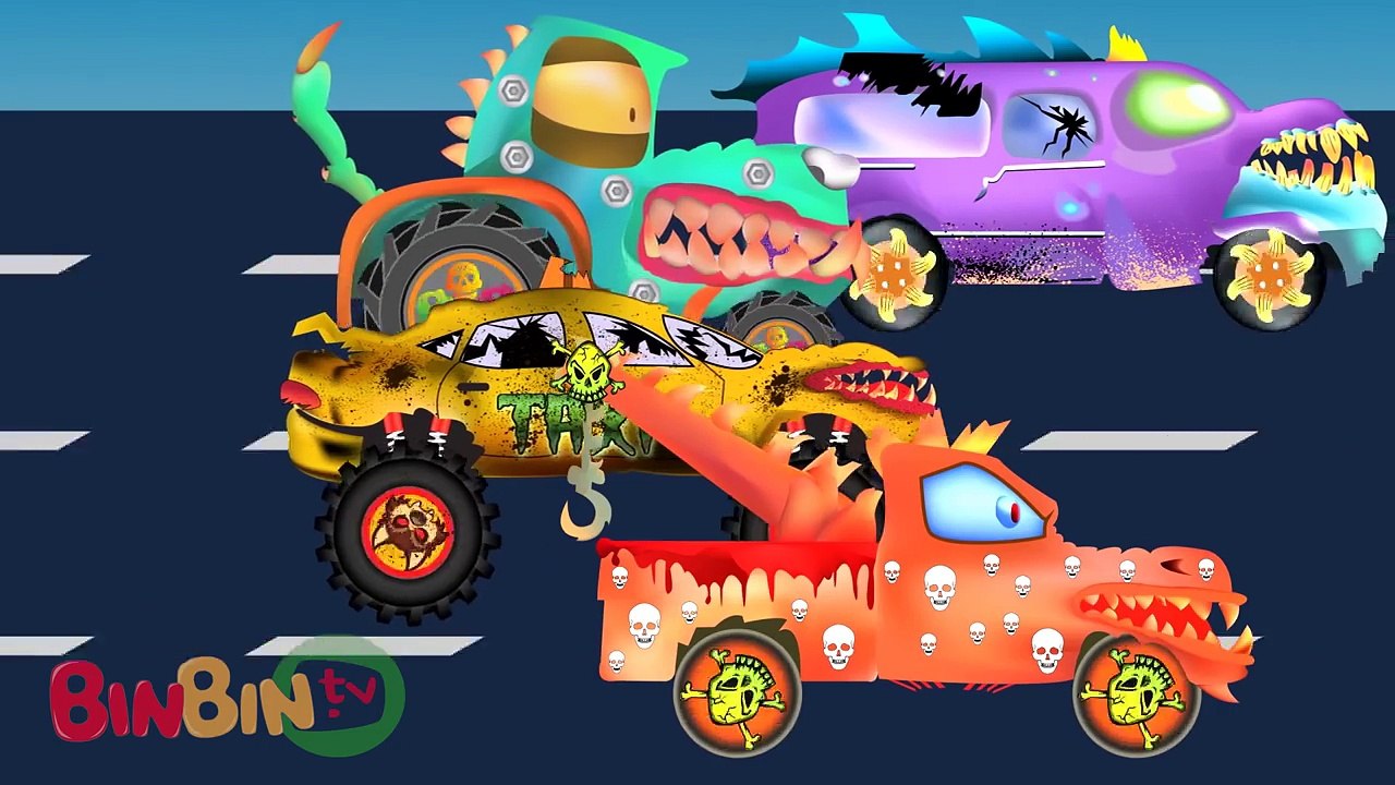 Big Trucks   Ambulance   Tow Truck   Tractor   Scary Monster Truck Children - Kids Street Vehicles
