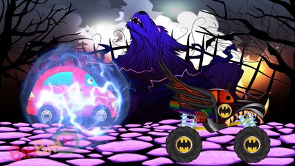 Little Red Car   Good vs Evil   Scary Batman Truck   Monster Trucks For Children   Kids Video
