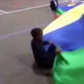 kid gets pulled under parachute meme