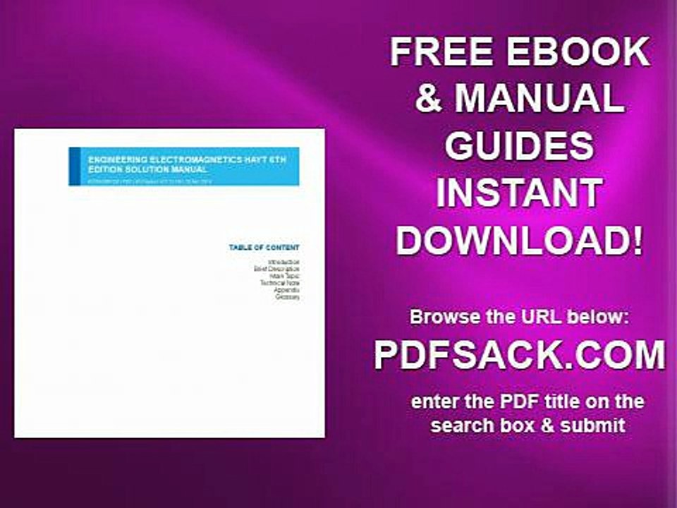 Engineering Electromagnetics Hayt 6th Edition Solution Manual